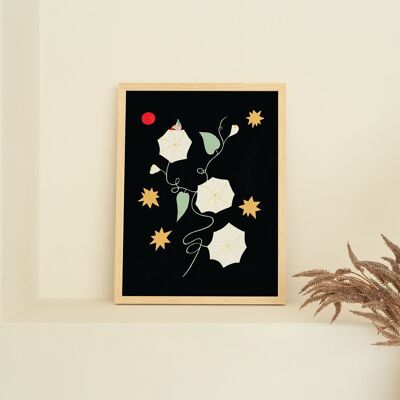 Impression d'art de fleur de lune | Art Floral | Magie | Décor féminin | A5 A4 A3