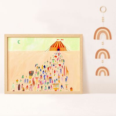 Nächte im Zirkus Kunstdruck | Kinderzimmer Wandkunst | Spaß | A5 A4 A3
