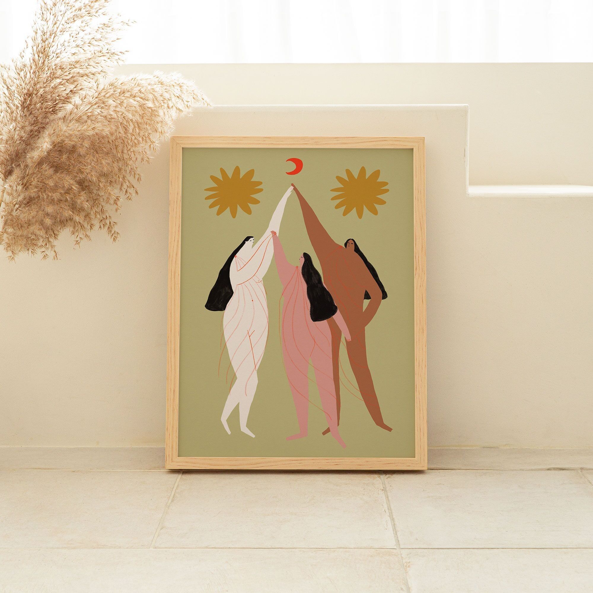 Three Graces Art Print | Feminist Wall Art | Nude Artwork | A5 A4 A3