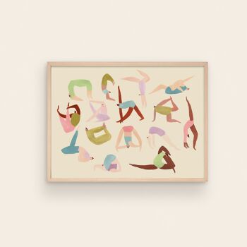 Impression d'art de dames de yoga | Art mural de pleine conscience | Bohème | Poses | A5 A4 A3 2