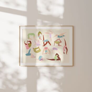 Impression d'art de dames de yoga | Art mural de pleine conscience | Bohème | Poses | A5 A4 A3 3