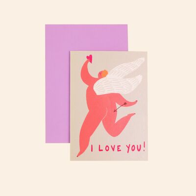 Je t'aime carte Cupidon | Saint Valentin | Carte d'amour | Mignon | A6