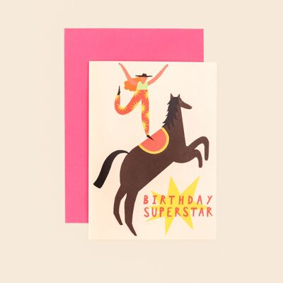 Carte d'anniversaire Superstar | Carte de cow-girl | Carte femme | A6