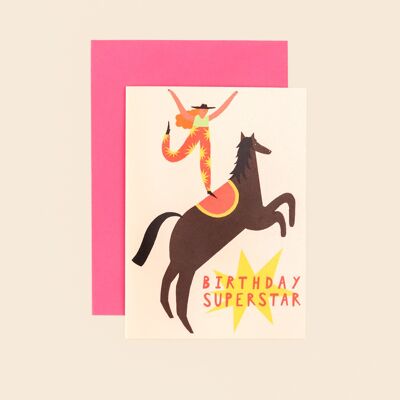 Superstar-Geburtstagskarte | Cowgirl-Karte | Karte der Frauen | A6