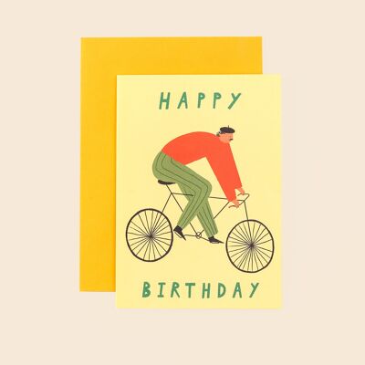 Cyclist Happy Birthday Card | Man's Birthday Card | Bicycle | A6