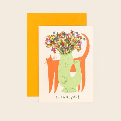 Merci chat carte de vœux | Carte de chat mignon | Juste pour dire | A6