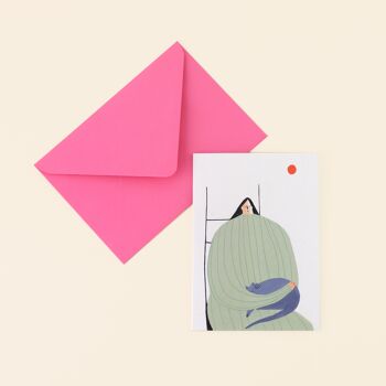 Dame de chat carte de vœux | Carte femme | Carte de chat mignon | A6 1