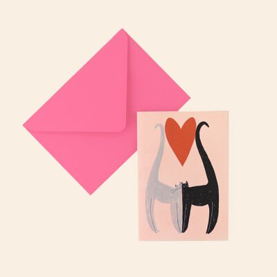 tarjeta del amor de los gatos | Aniversario | San Valentín | Tarjeta linda del gato | A6