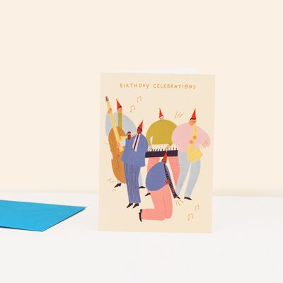 Carte d'anniversaire de célébrations de jazz | Carte de musique | Anniversaire | A6