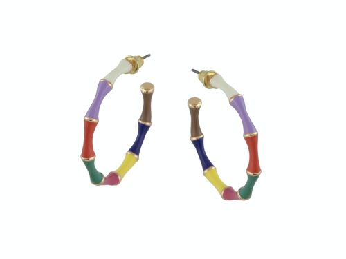 CLAIRE MULTI COLOURED THIN BAMBOO HOOP EARRINGS 2847