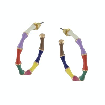 CLAIRE MULTI COLOURED THIN BAMBOO HOOP EARRINGS 2847