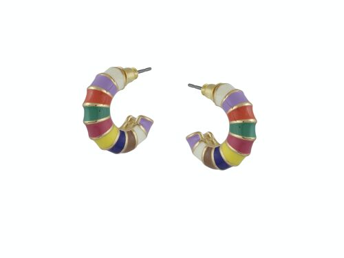 CLAIRE MULTI COLOURED TINY BAMBOO HOOP EARRINGS 2848