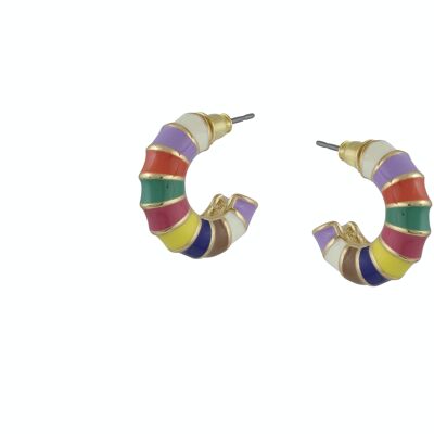 CLAIRE MULTI COLOURED TINY BAMBOO HOOP EARRINGS 2848