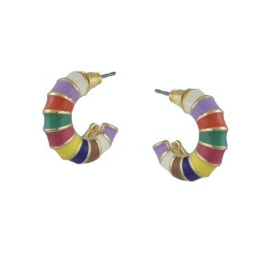 CLAIRE ORECCHINI A CERCHIO IN BAMBÙ PICCOLI MULTI COLORATI 2848