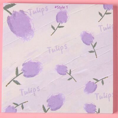 Notas adhesivas de tulipanes estéticos para diario