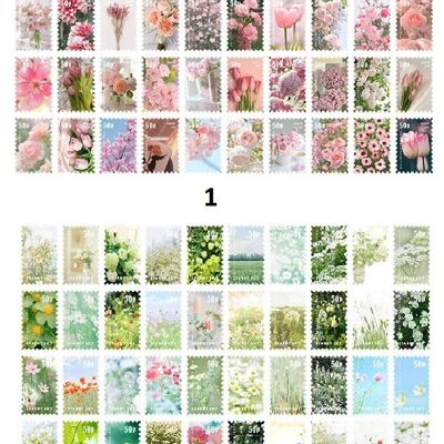 Colourful flower stickers stamps