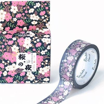 Ruban Washi Sakura noir et rose