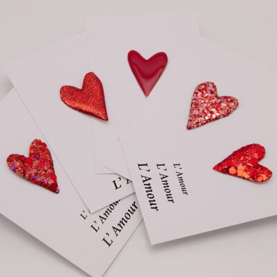 Love & Glitter - Set of 5 Grand Amour glittery heart pins