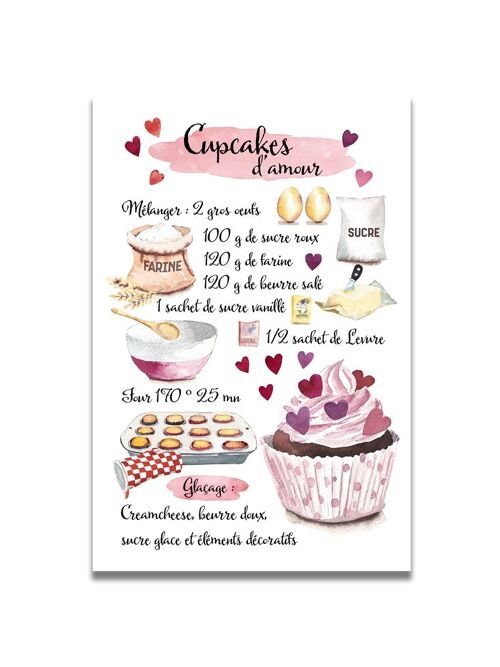 Carte Recette Cupcake d'Amour