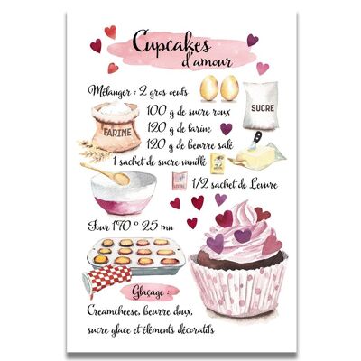 Carte Recette Cupcake d'Amour