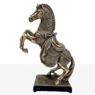 FIGURA CABALLO RESINA PLATEADO