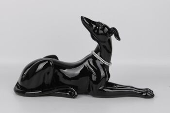 FIGURINE LEVRIER NOIR EN RÉSINE - Modèle 1