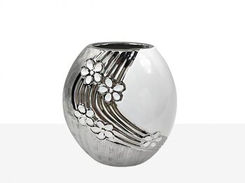 VASE CÉRAMIQUE BLANC/ARGENT - Modèle 5