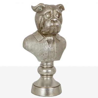 BUSTO CABEZA PERRO RESINA PLATEADO