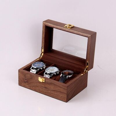 CAJA P/3 RELOJES MADERA DM/VIDRIO