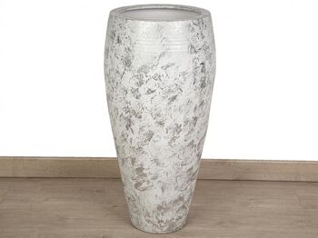 VASE CÉRAMIQUE BLANC ARGENT