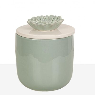 CAJA CERAMICA VERDE MENTA TAPA FLOR - Modele 1