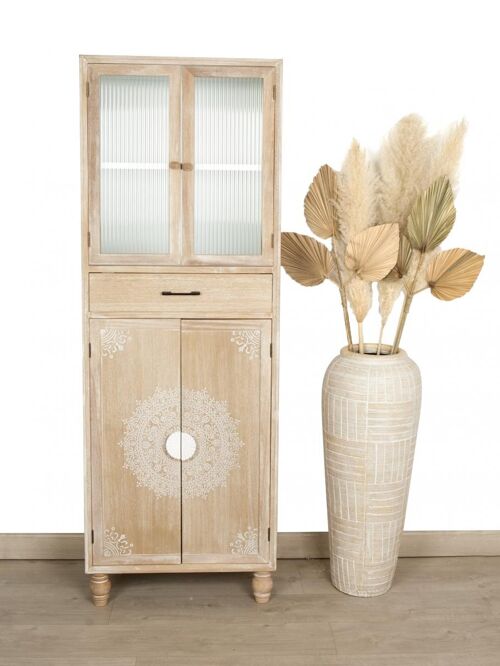 MUEBLE 2 P+VITRINA MADERA PINO+PAULOWNIA+DM