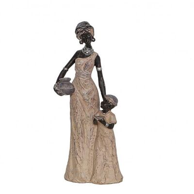 FIGURA RESINA AFRICANA C/NIÑA - Modele 4