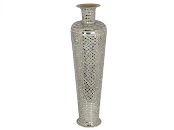 VASE SUR SOL METAL ARGENTE/MOSAIQUE - Modèle 1