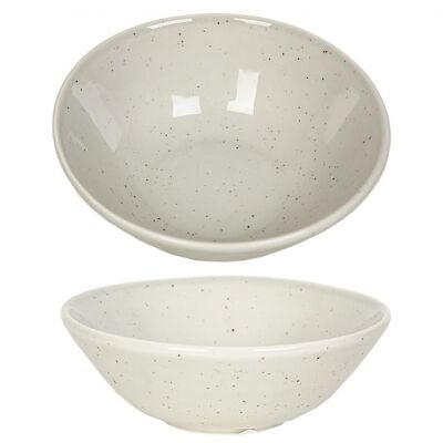 PLATO HONDO CERAMICA BLANCO CON MOTAS