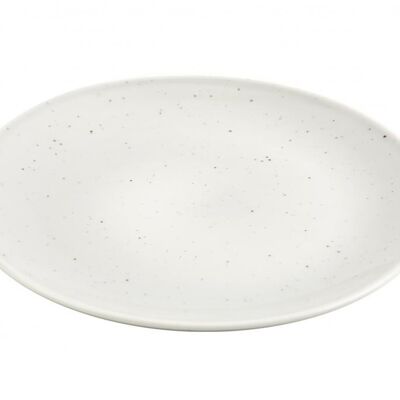 PLATO LLANO CERAMICA BLANCO CON MOTAS