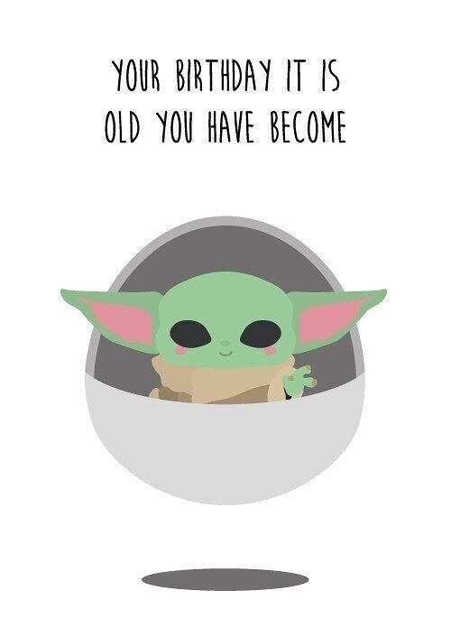 Postcard Star Wars Baby Yoda is a funny birthday card suitable for anyone who loves Star Wars and the Mandalorian