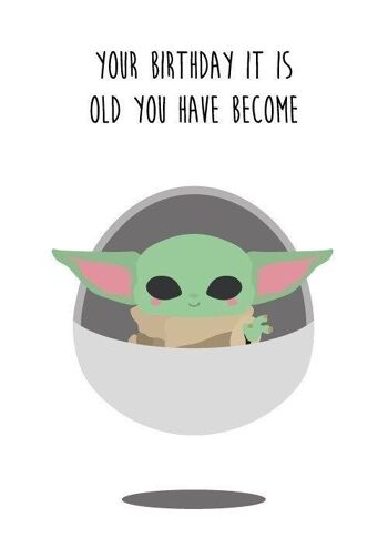 Carte postale Star Wars Baby Yoda est une carte d'anniversaire amusante qui convient à tous ceux qui aiment Star Wars et le Mandalorien 1
