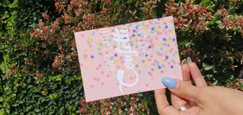 Carte postale publicitaire un peu de confettis chaque jour carte d'anniversaire 3