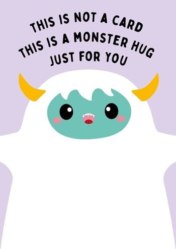 Carte postale Monster câlin est la carte de câlin et d'amitié en papier parfaite 1