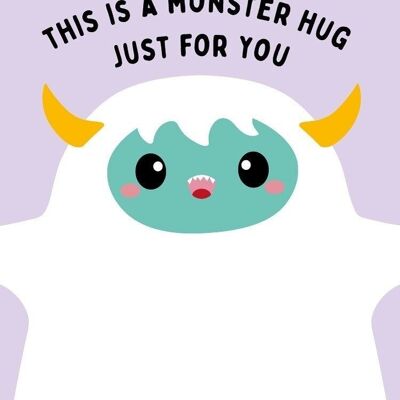 La cartolina Monster Hug è il perfetto biglietto di abbraccio e amicizia di carta