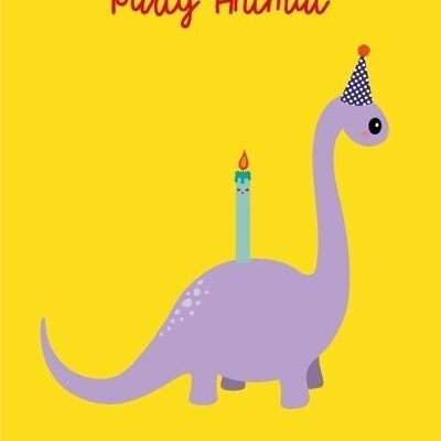 Carte postale d'anniversaire de fête de dinosaure