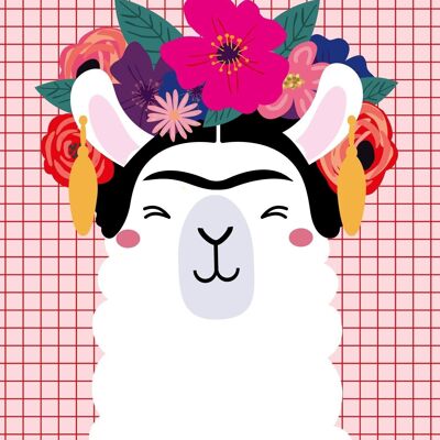Die Postkarte Frida Kahlo Lama ist eine lustige Karte, die für Ihre Liebsten, natürlich Valentine, und alle, die Lamas und Alpakas lieben, geeignet ist