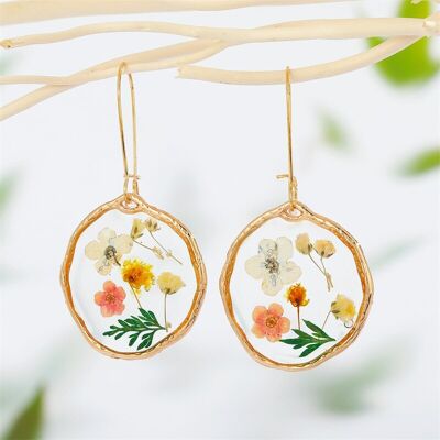 Rustic colorful dried flower earrings