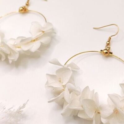 Boucles d’oreilles hortensia beige”Garance”  taille L