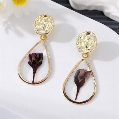 Boucles d’oreilles goutte d’eau fleur naturelle