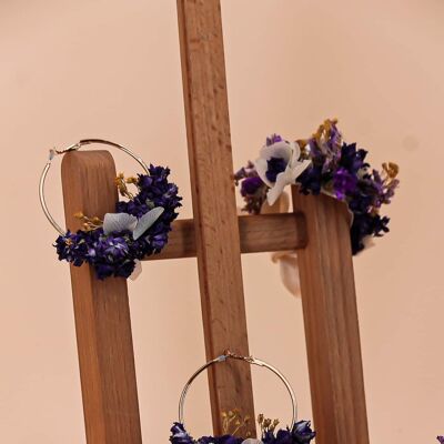 Boucles d’oreilles fleurs séchées violettes “Florence”taille s