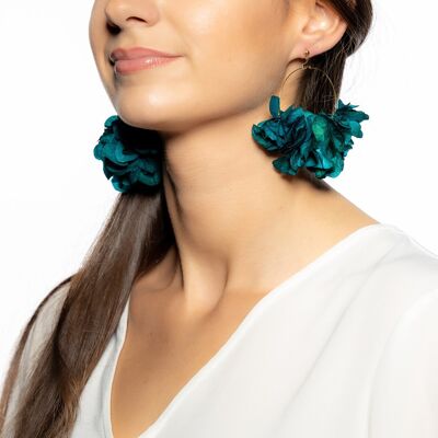 Blue dried flower earrings "Chloé" size L