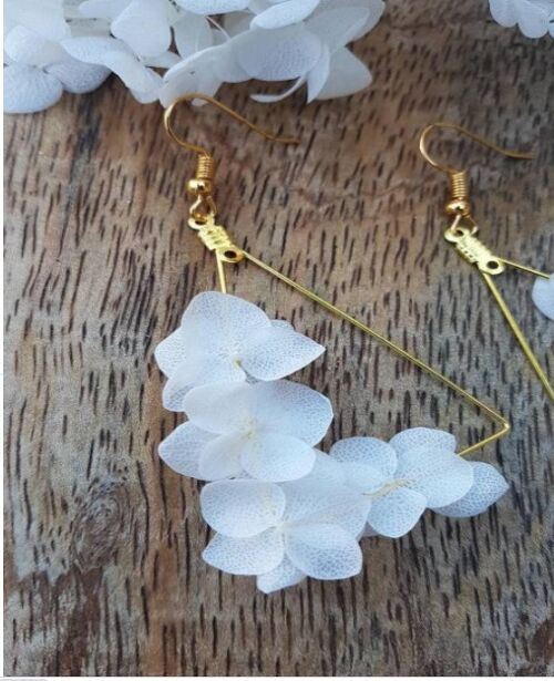 Boucles d’oreilles fleurs séchées beige “Garance” triangle
