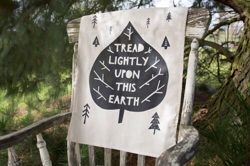 Into the forest I go, screen-printed, organic cotton tea towel - perfect for camping, cabin decor, nature-lovers, RV or campervan